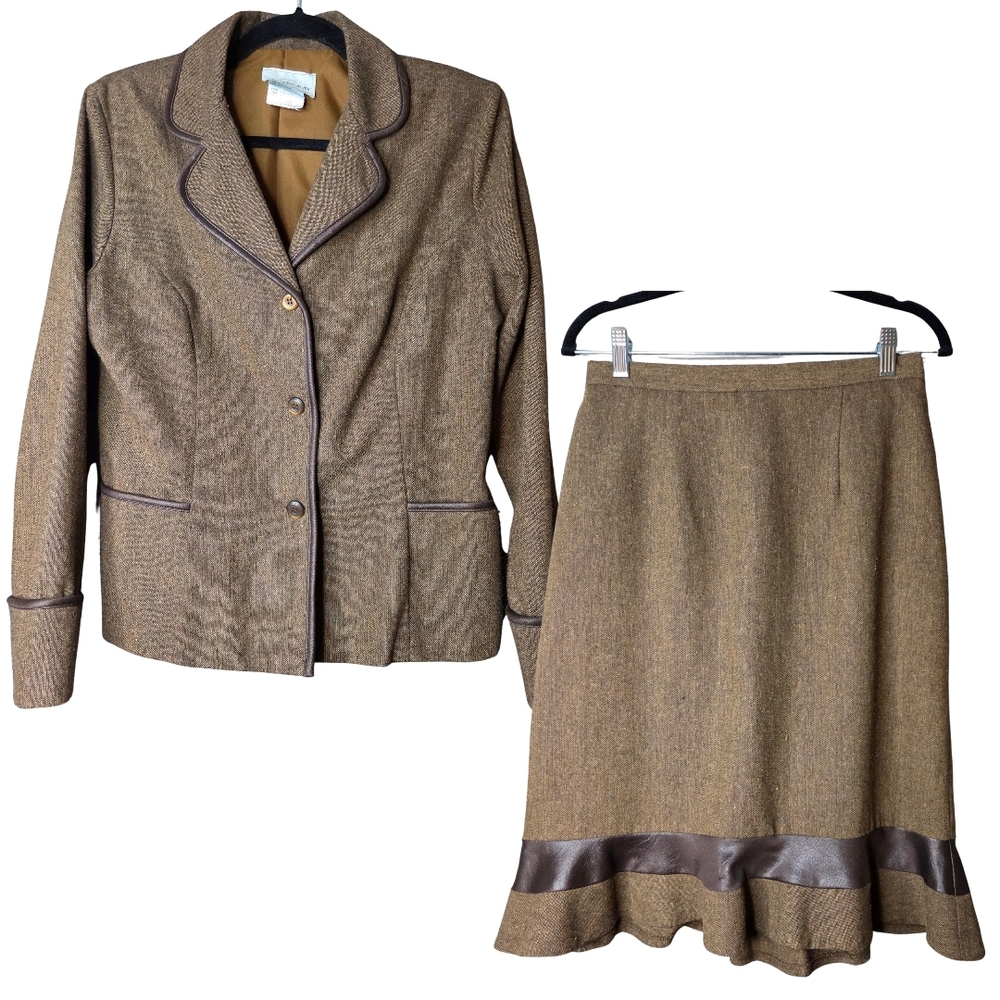 Bantry Bay Brown Skirt Set with Trim